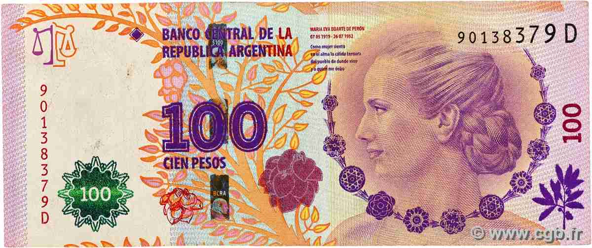 100 Pesos ARGENTINE  2013 P.358b TB+