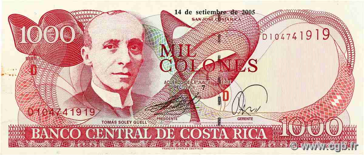 1000 Colones COSTA RICA  2005 P.264f TTB