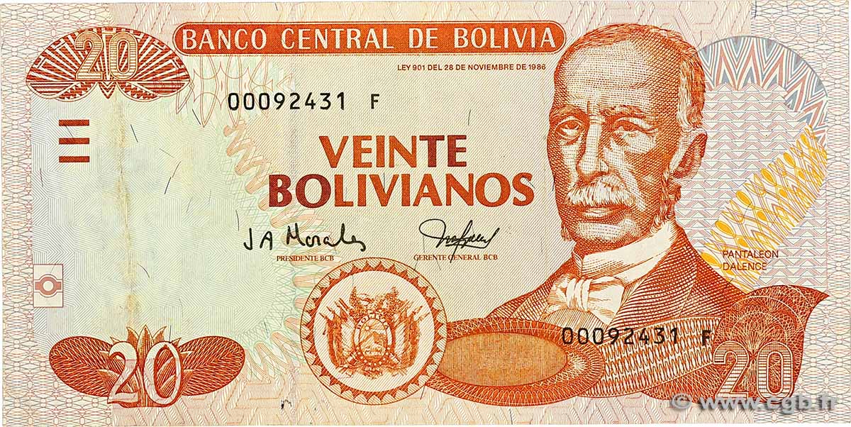 20 Bolivianos BOLIVIE  2001 P.224 TTB
