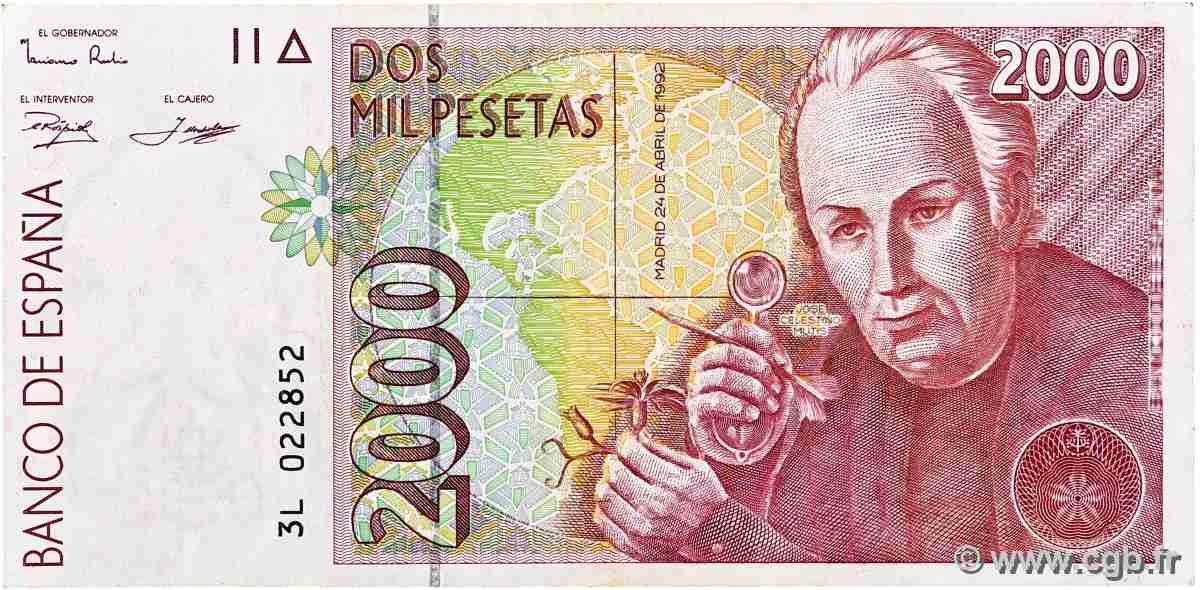 2000 Pesetas ESPAGNE  1992 P.162 TTB+