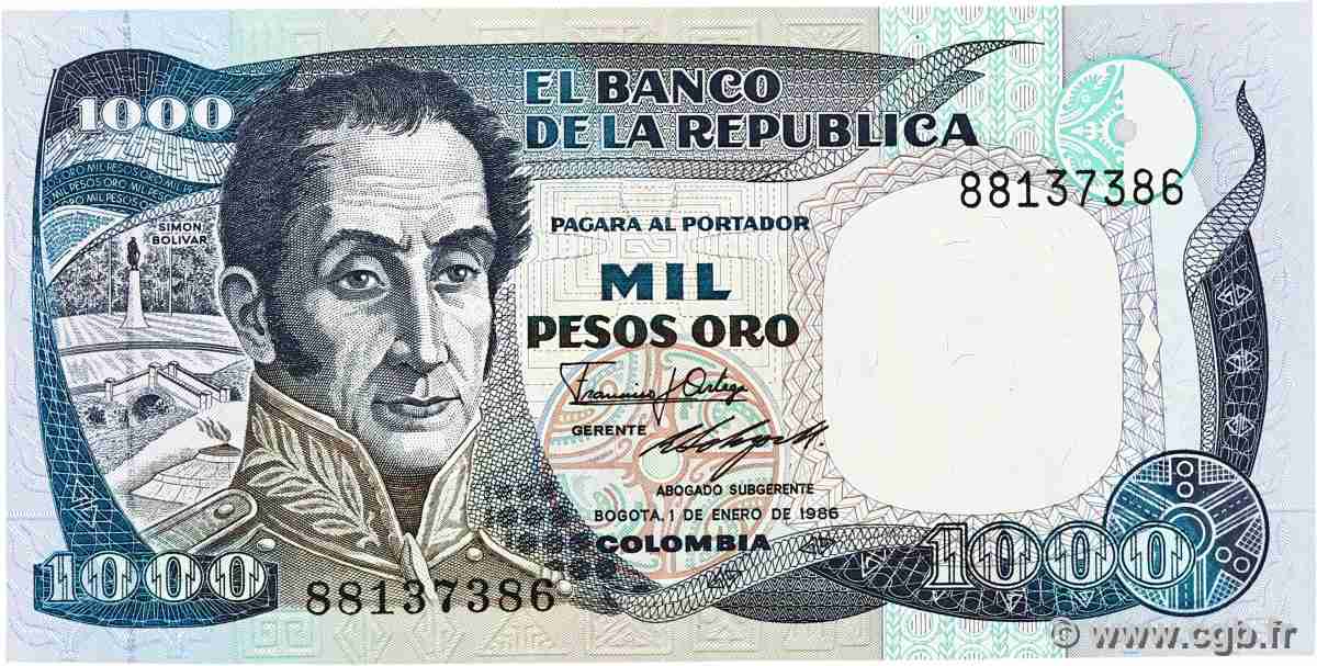 1000 Pesos Oro COLOMBIE  1986 P.424c SPL