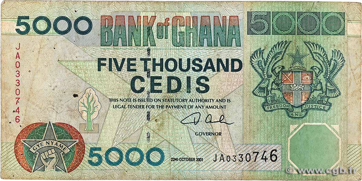 5000 Cedis GHANA  2001 P.34f TB