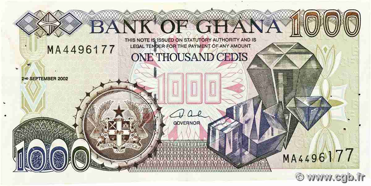 1000 Cedis GHANA  2002 P.32h TTB