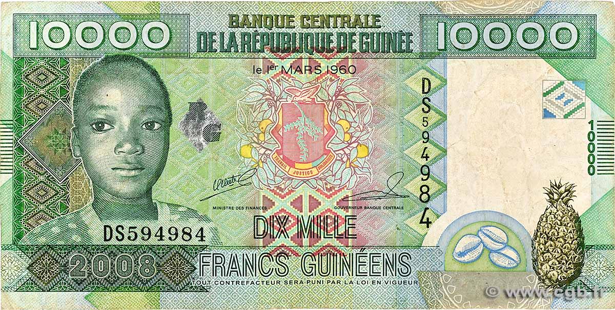 10000 Francs GUINÉE  2008 P.42b TB