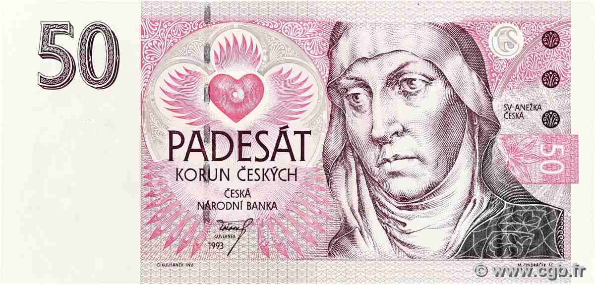 50 Korun RÉPUBLIQUE TCHÈQUE  1993 P.04 TTB