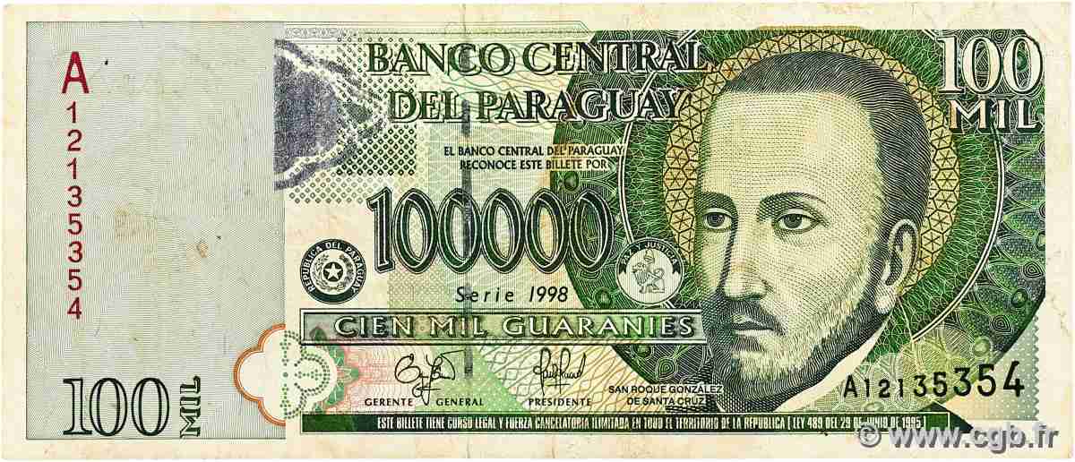 100000 Guaranies PARAGUAY  1998 P.219 TB+