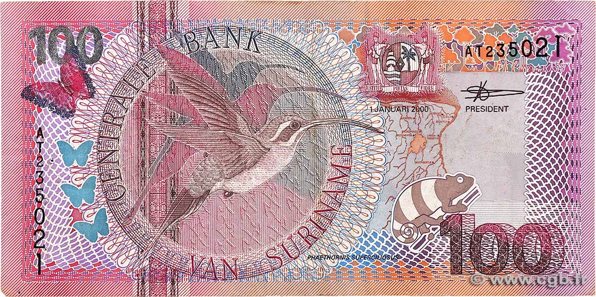 100 Gulden SURINAM  2000 P.149 F