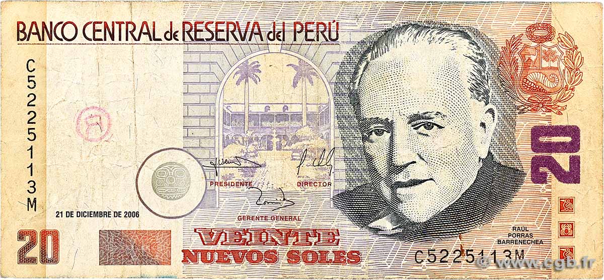 20 Nuevos Soles PÉROU  2006 P.176c TB