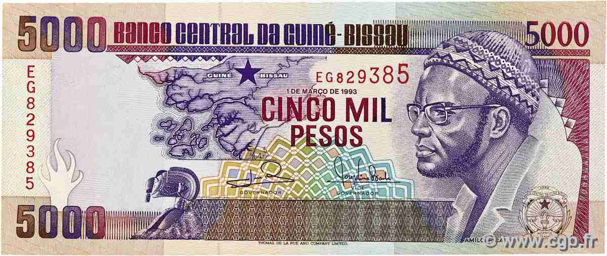 5000 Pesos GUINÉE BISSAU  1993 P.14b SPL+
