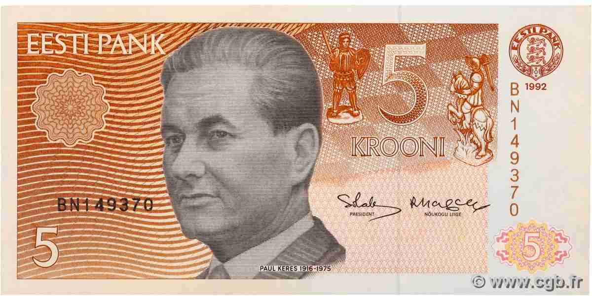 5 Krooni ESTLAND  1992 P.71b VZ