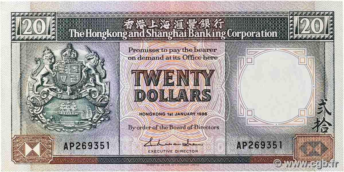 20 Dollars HONG-KONG  1988 P.192c MBC+