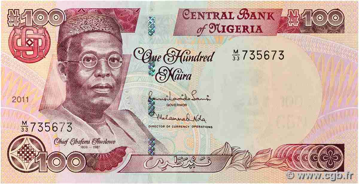 100 Naira NIGERIA  2011 P.28k SPL