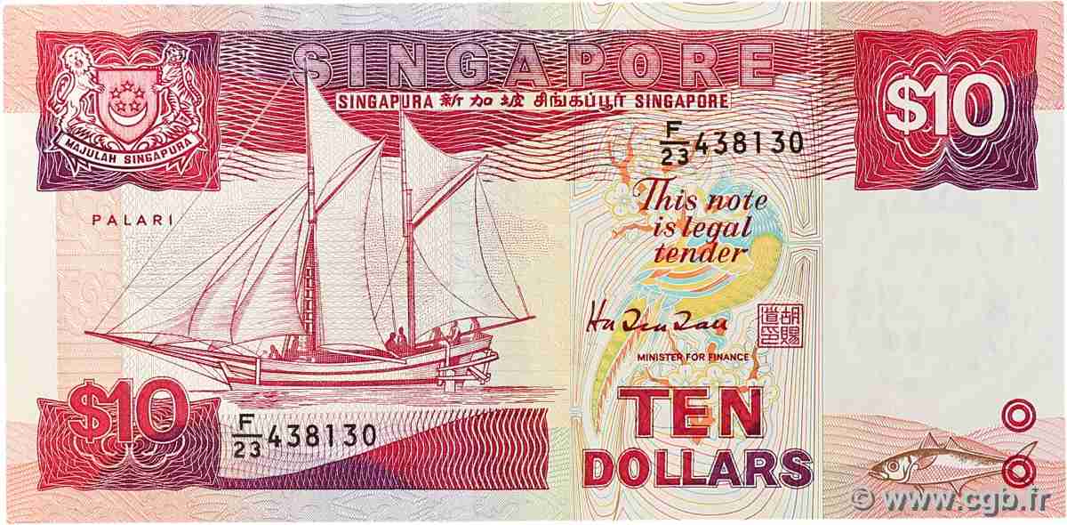 10 Dollars SINGAPORE  1988 P.20 XF