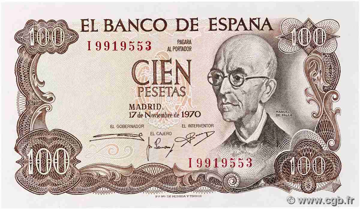 100 Pesetas ESPAGNE  1970 P.152a NEUF