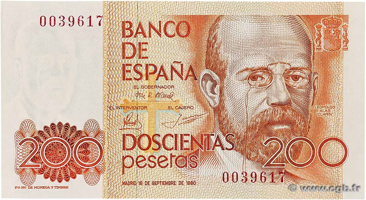 200 Pesetas SPANIEN  1980 P.156 fST+
