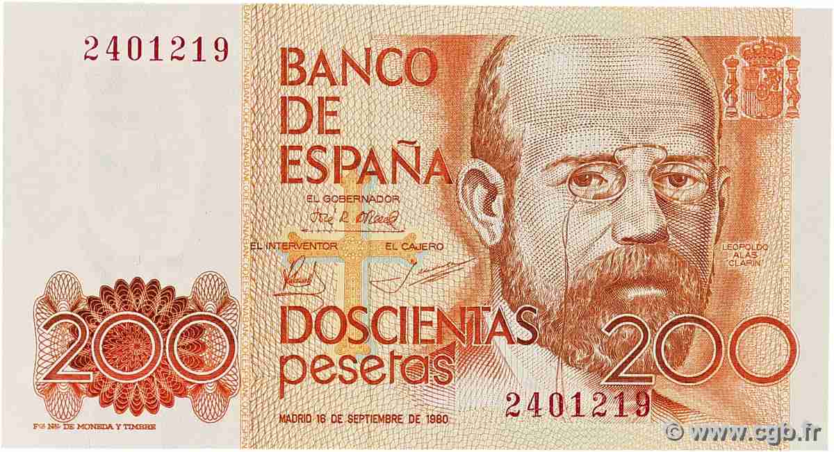 200 Pesetas SPAIN  1980 P.156 UNC-