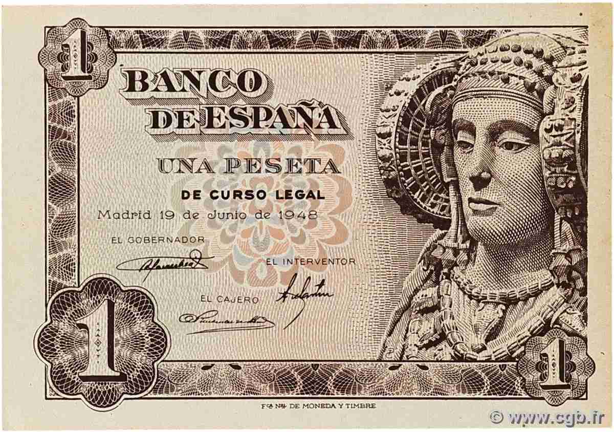 1 Peseta ESPAGNE  1948 P.135a pr.NEUF
