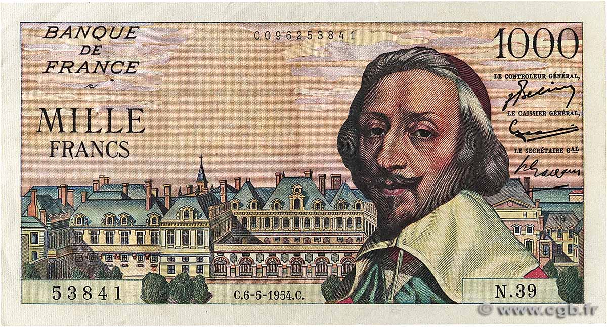 1000 Francs RICHELIEU FRANCE  1954 F.42.05 VF+