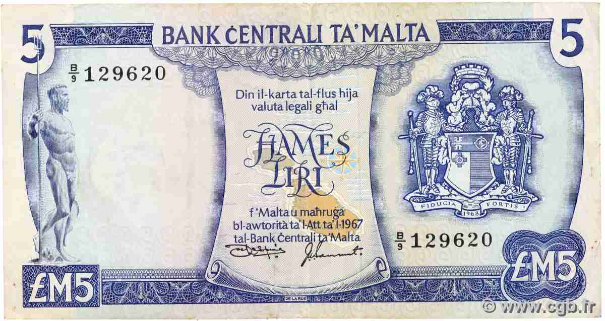 5 Liri MALTE  1973 P.32c BC+