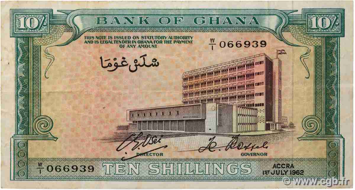 10 Shillings GHANA  1962 P.01c TB+