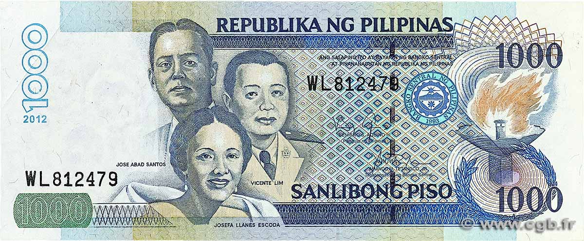 1000 Piso FILIPPINE  2012 P.197d q.SPL
