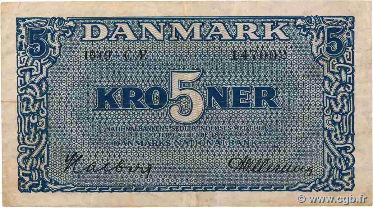 5 Kroner DINAMARCA  1949 P.035f q.BB