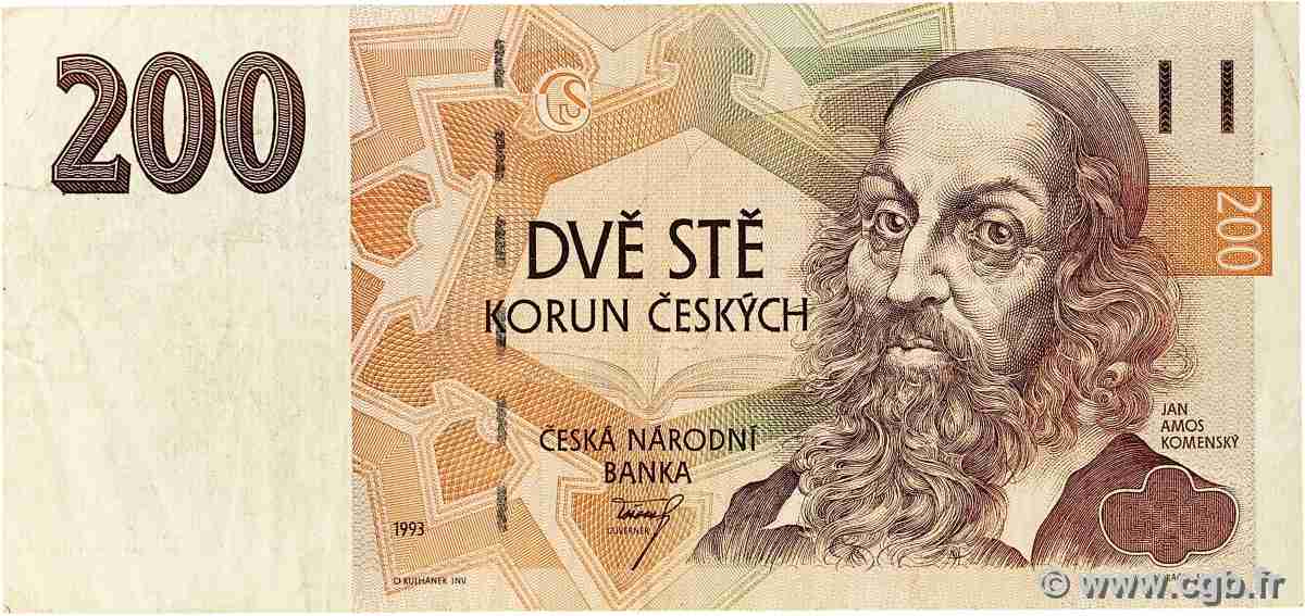 200 Korun CZECH REPUBLIC  1993 P.06a F+