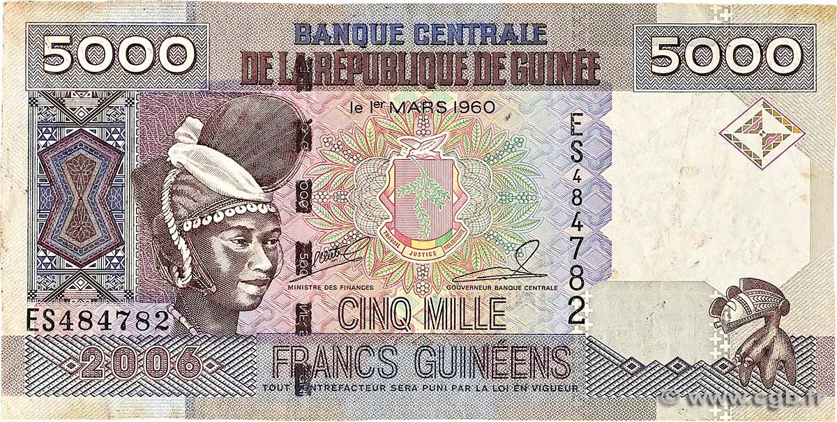5000 Francs Guinéens GUINÉE  2006 P.41a TB