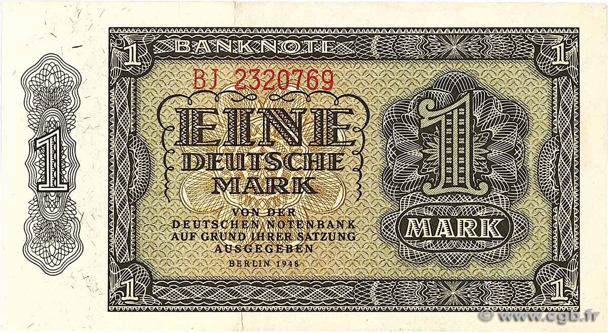 1 Deutsche Mark ALLEMAGNE RÉPUBLIQUE DÉMOCRATIQUE  1948 P.09b SUP+