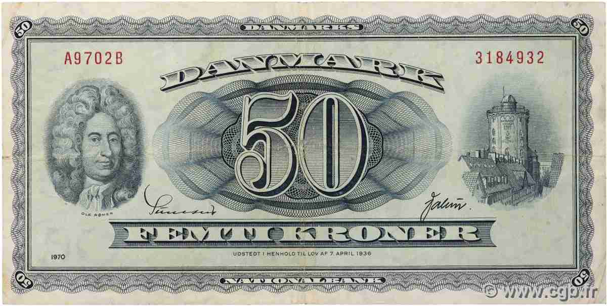 50 Kroner DINAMARCA  1970 P.045m MB