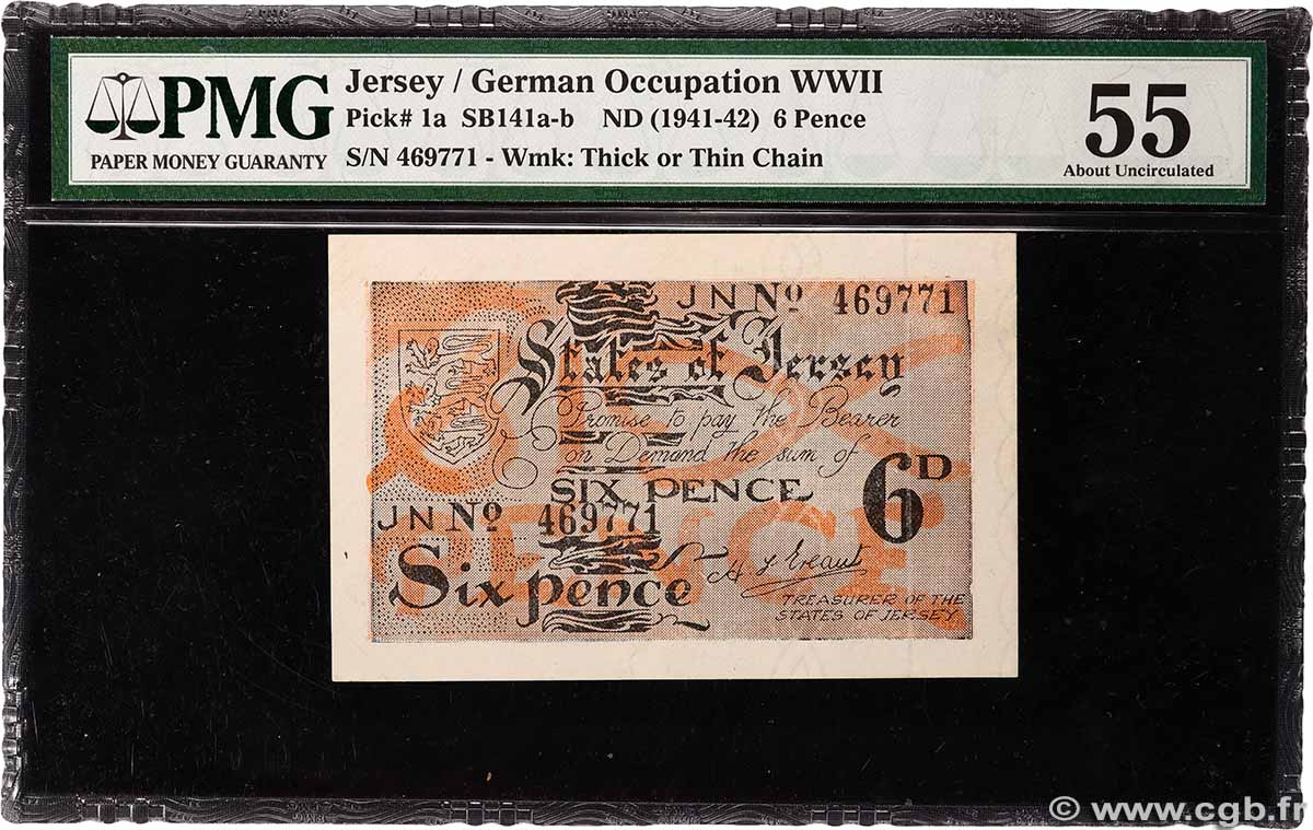 6 pence JERSEY  1941 P.01a AU
