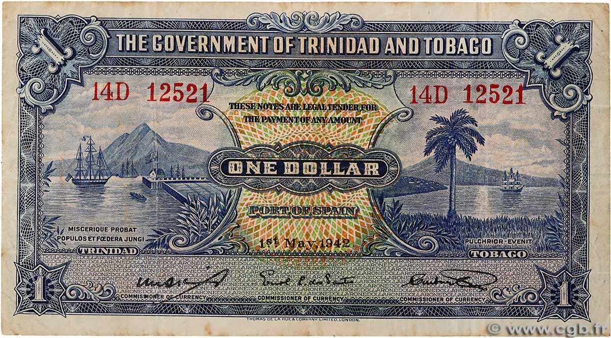 1 Dollar TRINIDAD et TOBAGO  1942 P.05c TB