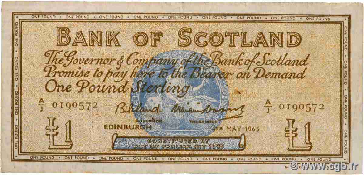 1 Pound ÉCOSSE  1965 P.102b TB