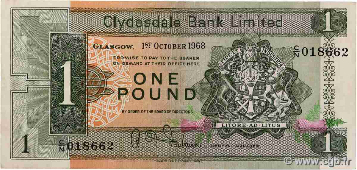 1 Pound SCOTLAND  1969 P.202 VF-