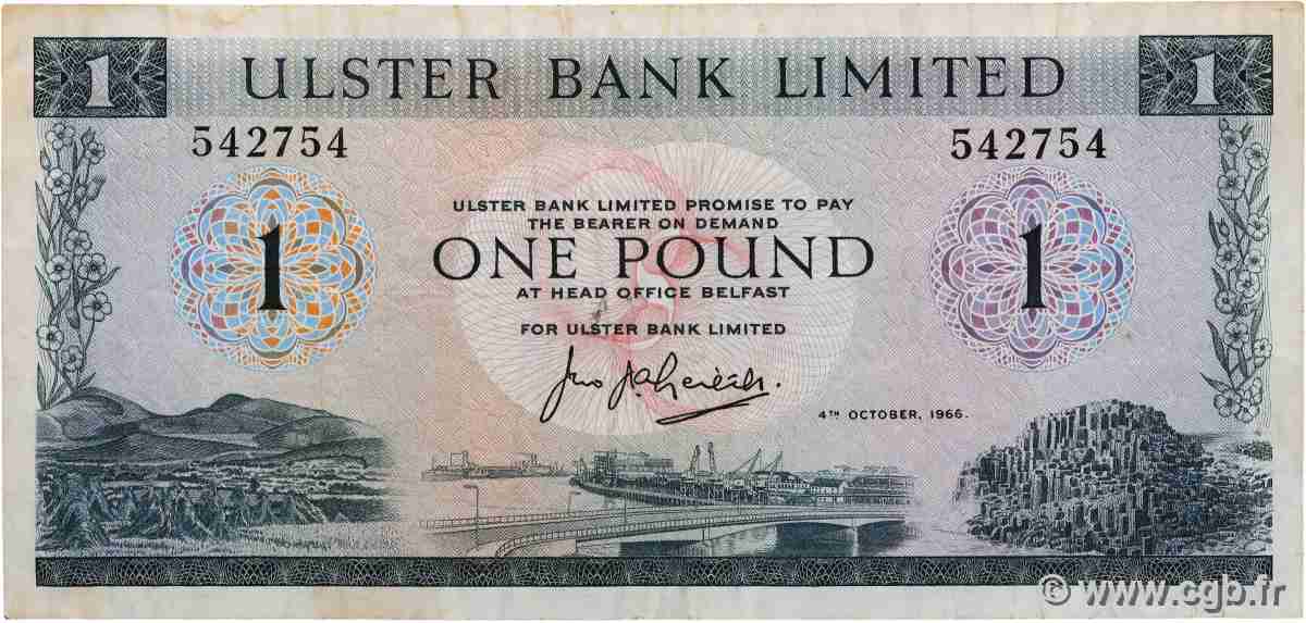 1 Pound IRLANDE DU NORD  1966 P.321 TB