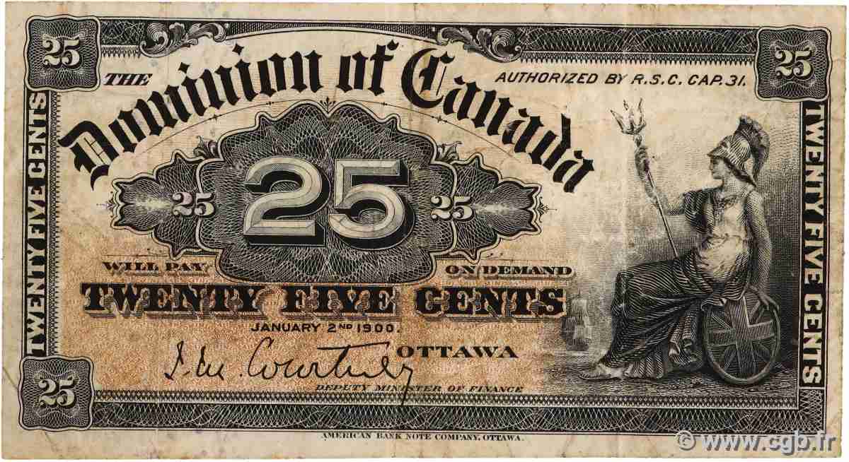 25 Cents CANADA  1900 P.009a VG