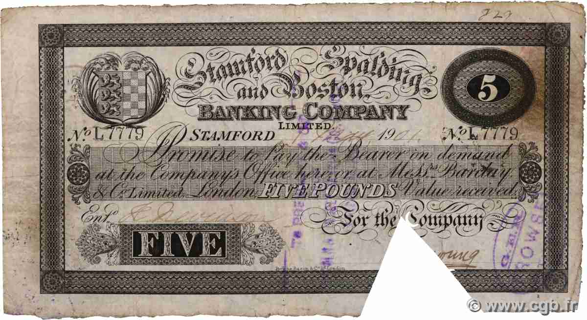 5 Pounds Annulé ENGLAND  1901 P.- VF-