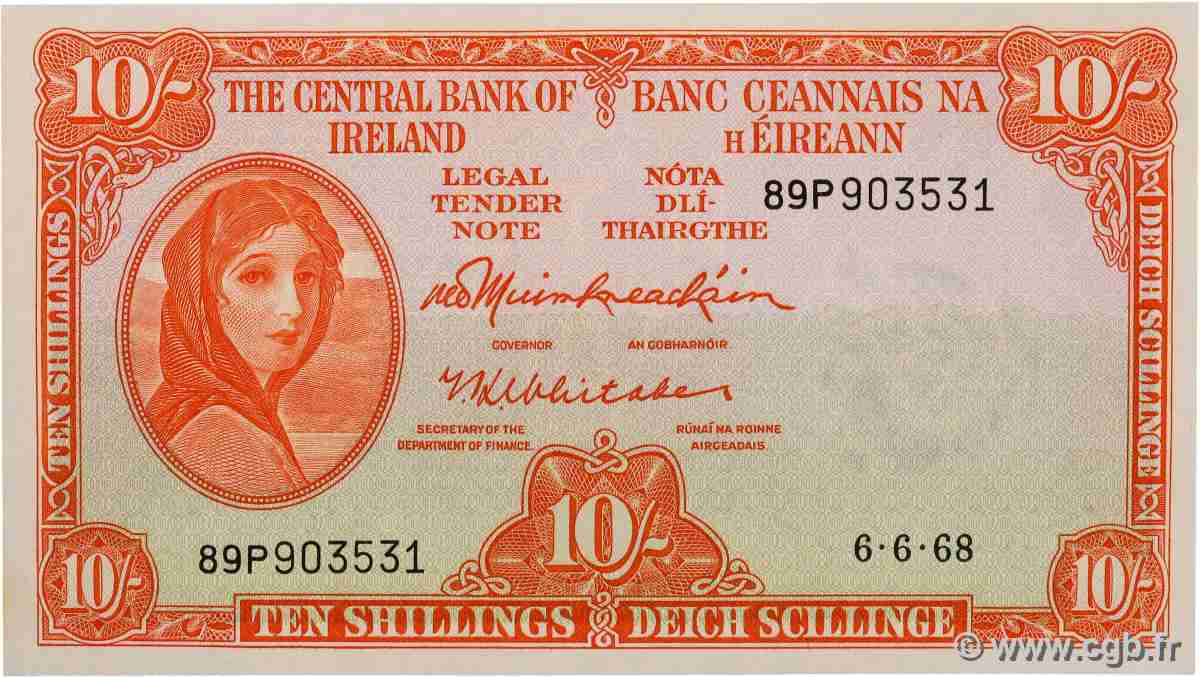 10 Shillings IRELAND REPUBLIC  1968 P.063a UNC-