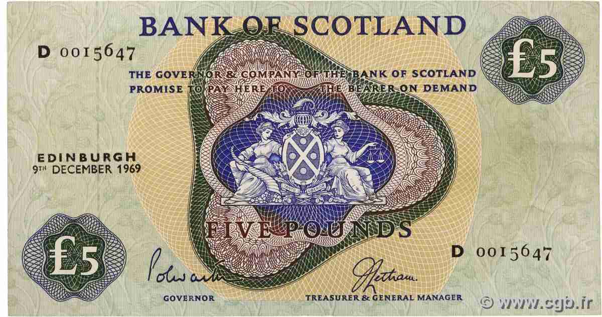 5 Pounds ÉCOSSE  1969 P.110b TTB