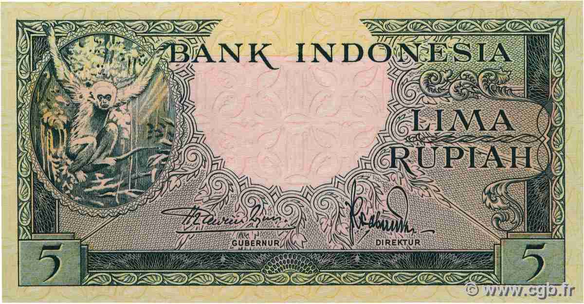 5 Rupiah INDONESIA  1957 P.049a UNC