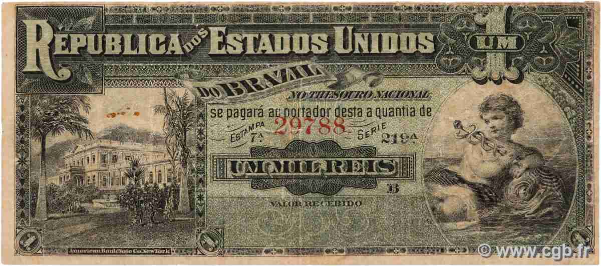 1 Mil Reis BRAZIL  1891 P.003 VG