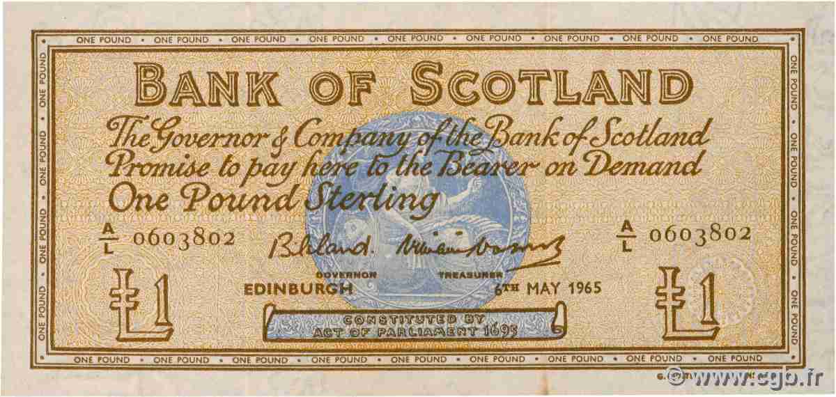 1 Pound SCOTLAND  1965 P.102b q.SPL
