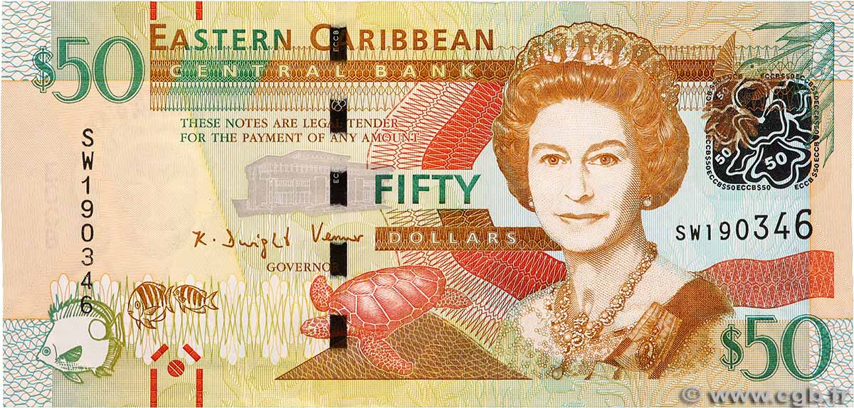 50 Dollars CARIBBEAN   2012 P.54b XF