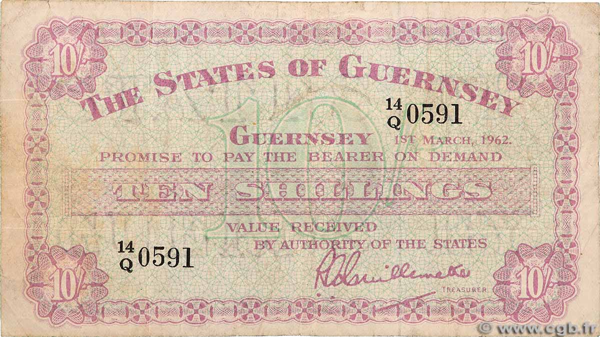 10 Shillings GUERNSEY  1962 P.42b VF-