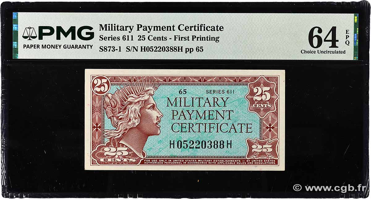 25 Cents UNITED STATES OF AMERICA  1964 P.M052 UNC-