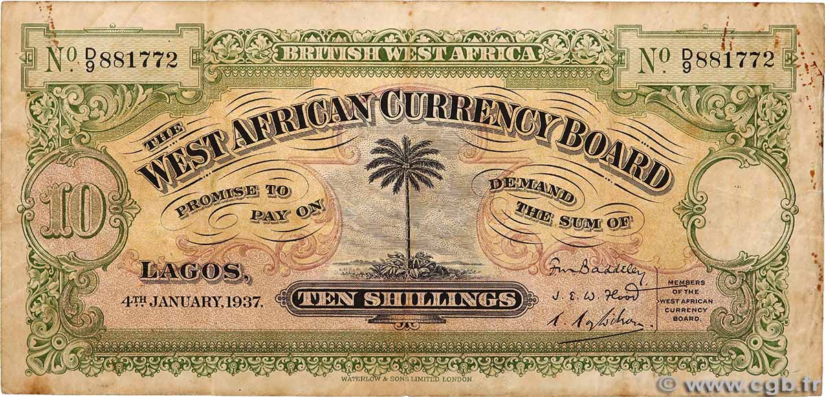 10 Shillings AFRIQUE OCCIDENTALE BRITANNIQUE  1947 P.07b TB