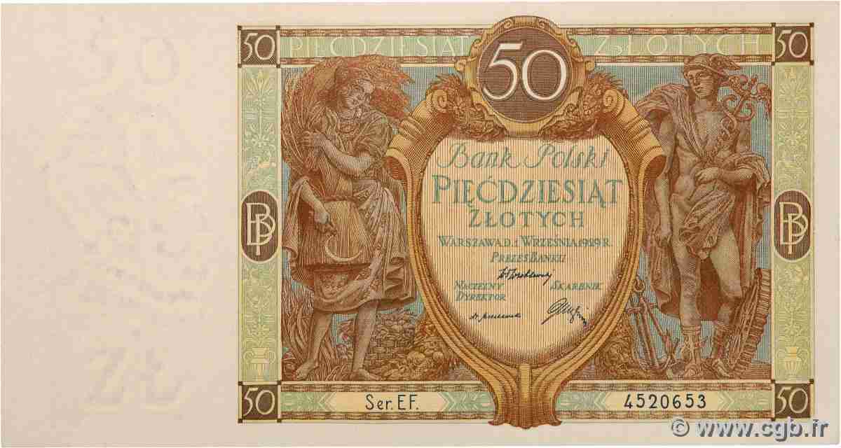 50 Zlotych POLAND  1929 P.071 UNC-