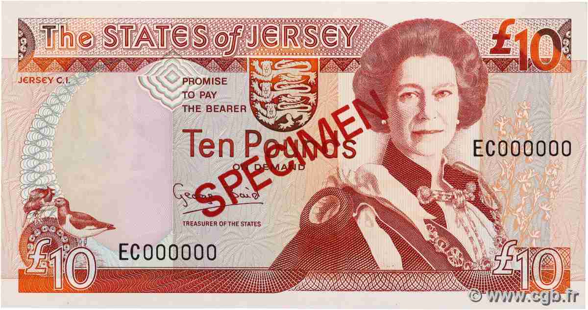 10 Pounds Spécimen JERSEY  1993 P.22s UNC