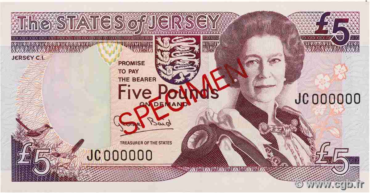5 Pounds Spécimen JERSEY  1993 P.21s UNC