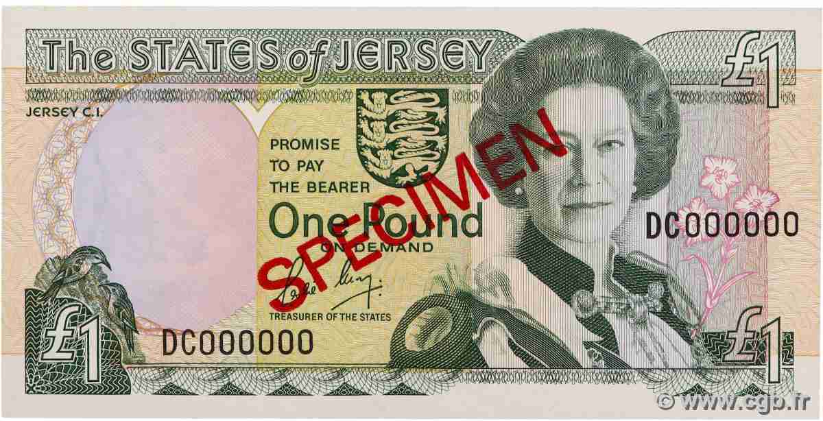 1 Pound Spécimen JERSEY  1989 P.15a UNC